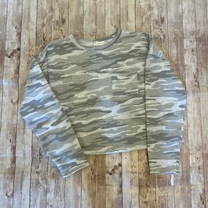 Pink Rose Cropped Camo Sweatshirt
